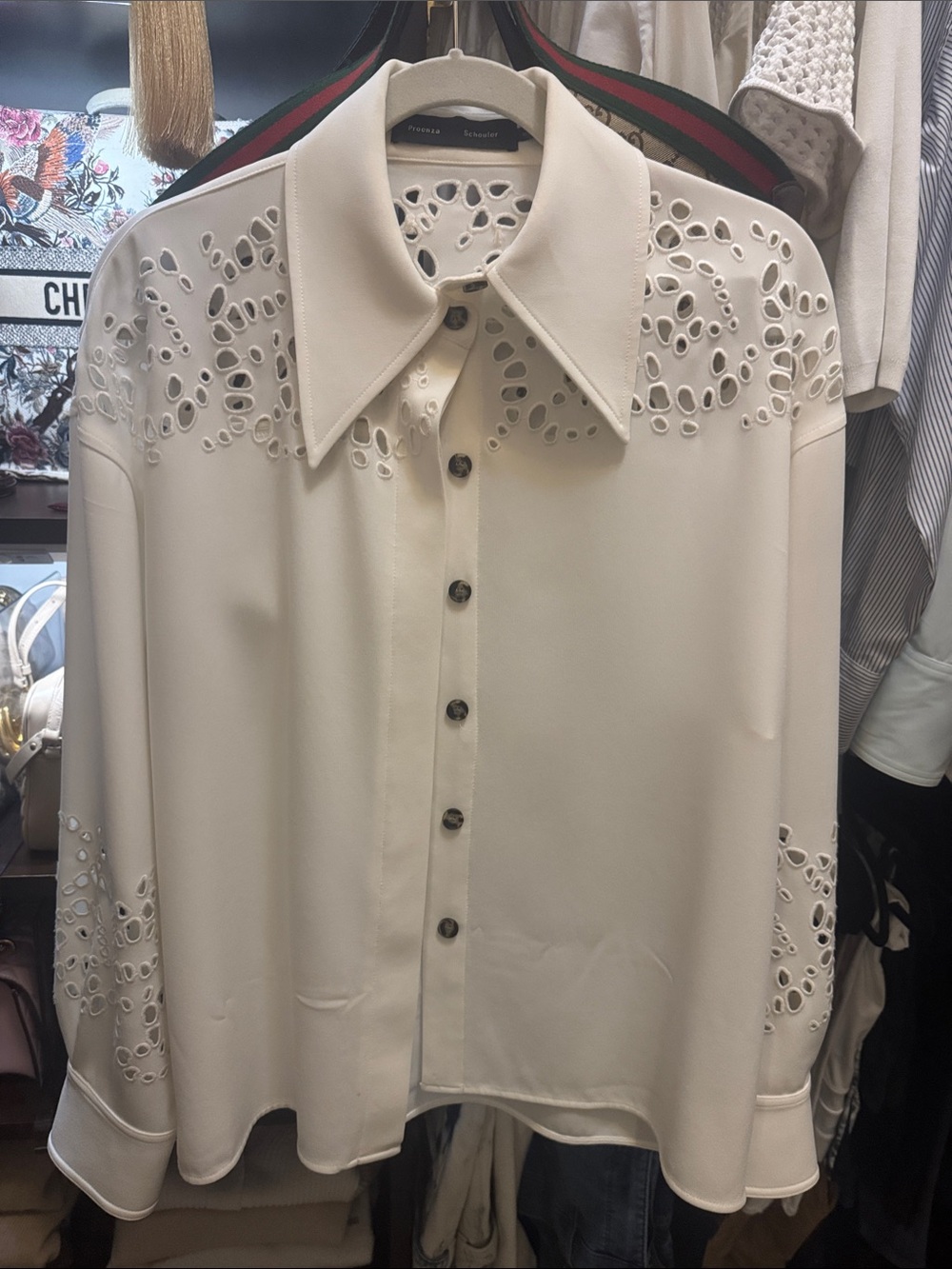 Proenza Schouler Broderie Anglaise Shirt WHITE 8.  I am a size 10 and it fits.